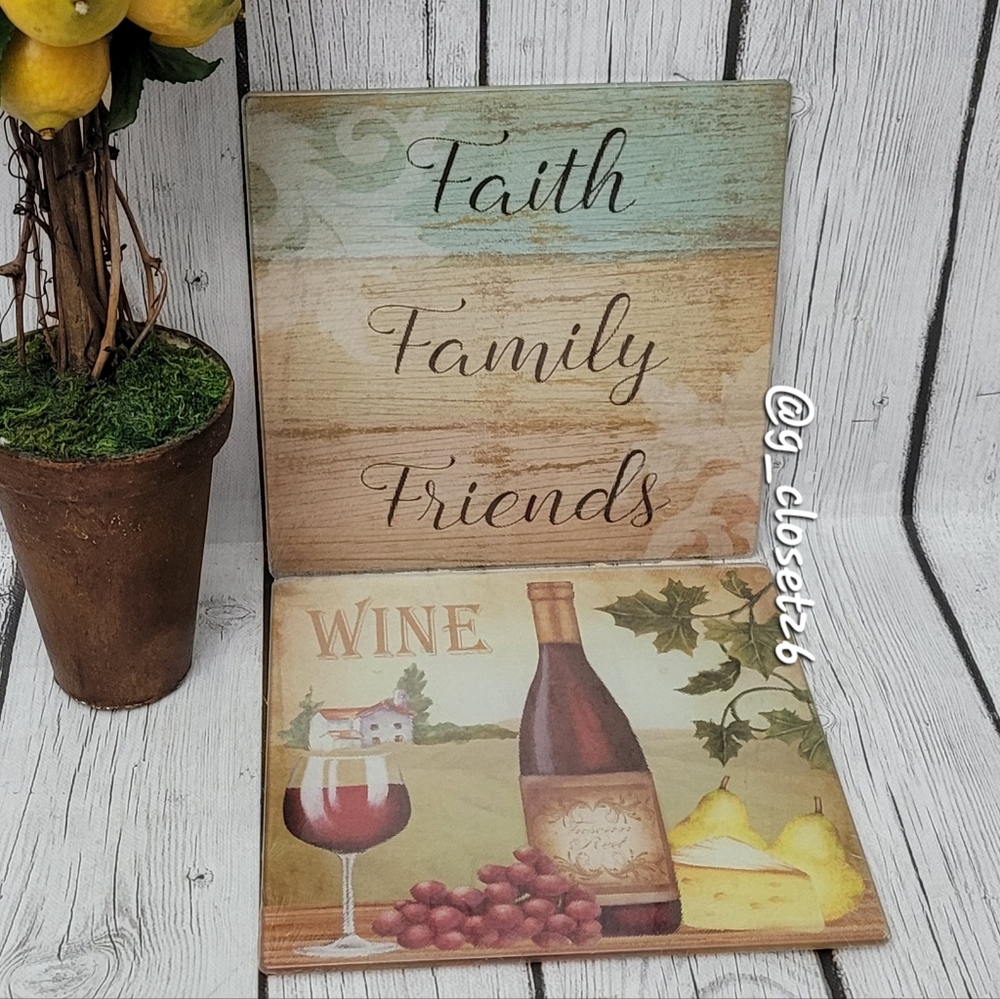 2 Counter/Tabletop Protector Art Glass Cutting Board Trivet